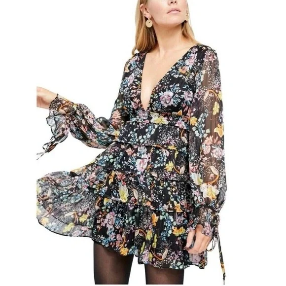 Free People Closer to the Heart Black Ruffled Tiered
Mini Dress NWT - Picture 2 of 7